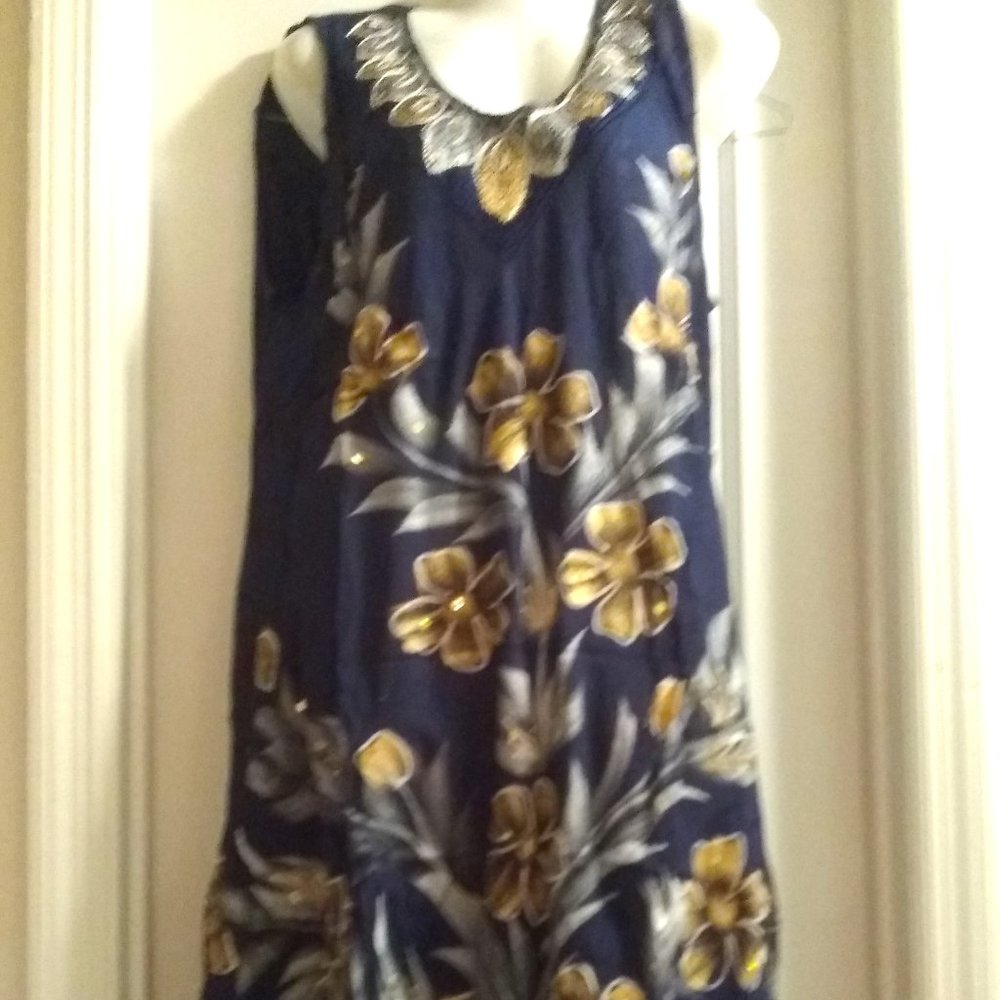 Royal Blue and Gold Free Style Dress